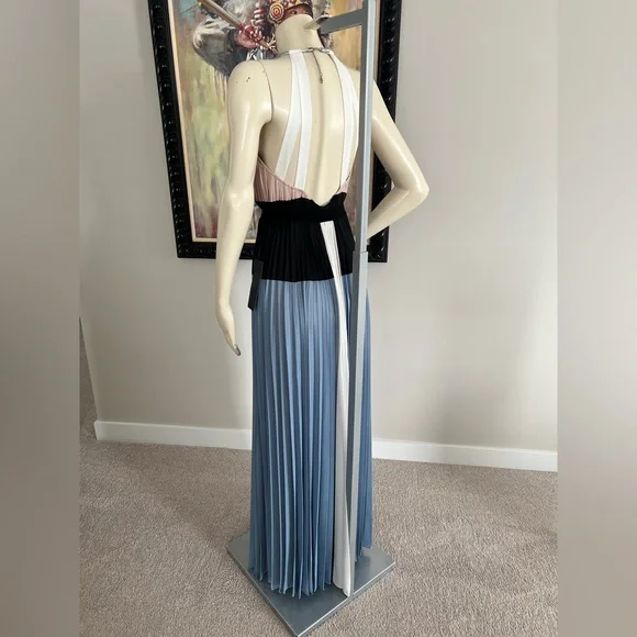 NWT BCBGMaxAzria “CONSTANTINE” Pink & Blue Pleated Maxi Dress – Size XXS - Picture 8 of 17